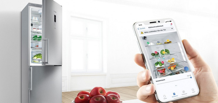 Smartphone fähiger Kühlschrank mit Innenraumkamera von Bosch