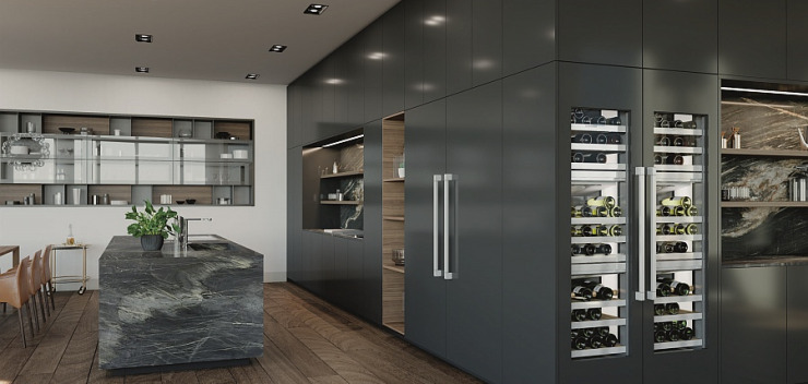 Der neue Einbau-Monolith-Weinschrank von Liebherr in der Architekturwerkstatt der Küchenmeile 2020