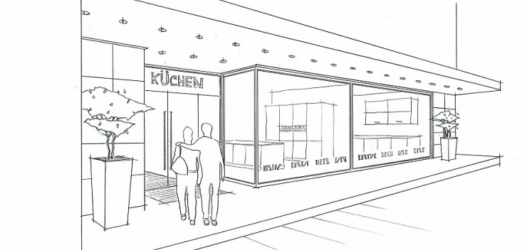 Skizze Aussenansicht Kuechenstudio