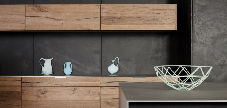 Küchen-Wohnwand von Eggersmann, Modell: Concrete Vintage Oak