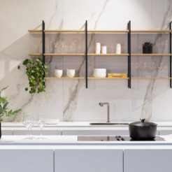 LEICHT BOSSA weiss matt mit Regal mit Schiebetüren