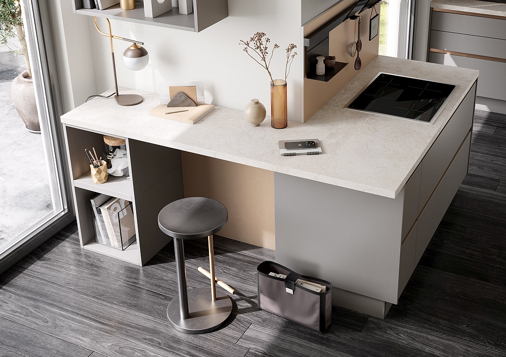 Homeoffice Platz in einer Küche von Häcker