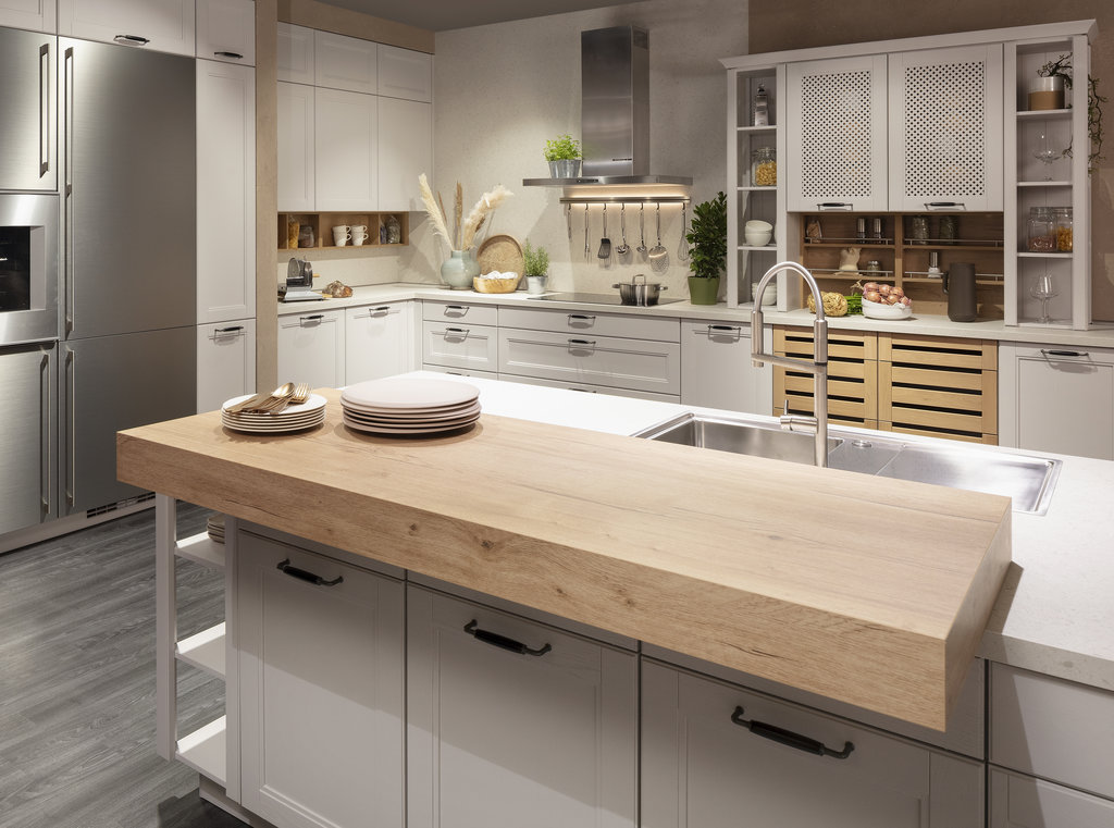 Butcherblock Barplatte als Aufsatz-Tresen für Küchentheke