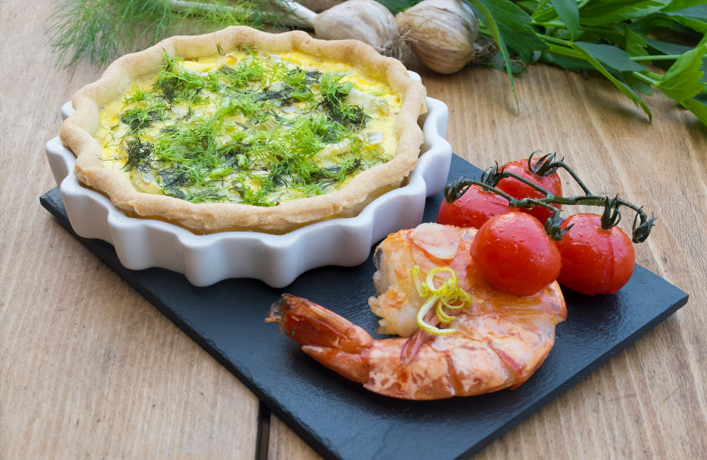 Fenchel-Tarte mit Scampi und geschmolzenen Tomaten - Küchenkompass